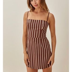 Worn once! Reformation Westlake Dress in Brown Stripe Size S